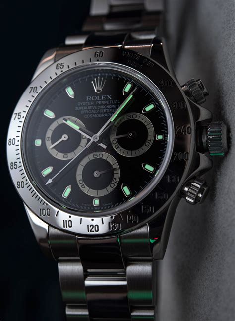 rolex steel daytona black dial|rolex daytona 116520 serviced by.